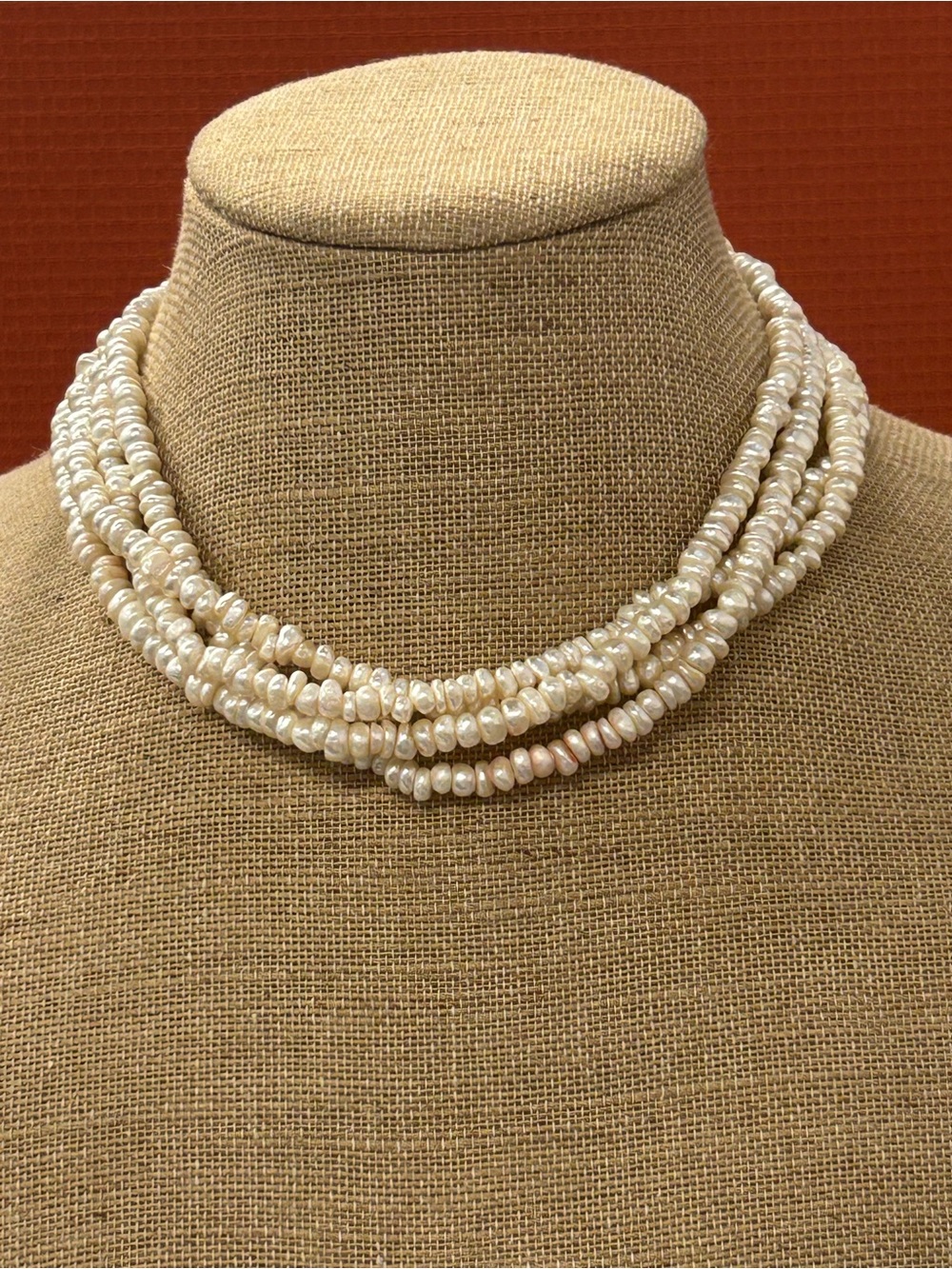 Vintage Faux Pearl Multi Strand Necklace stunning!